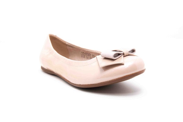 Venettini Girls 55-Stacy Nude Patent Pearlized Flat Shoe