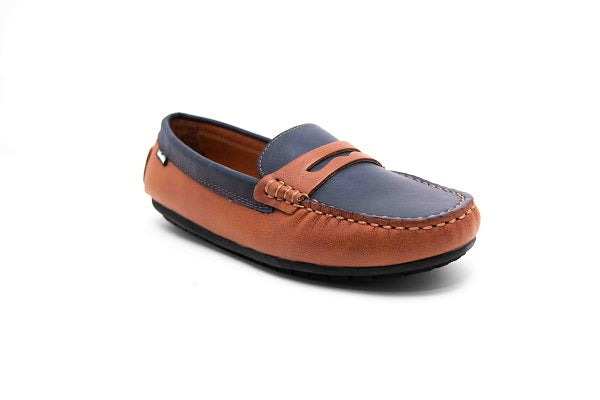 Venettini 55-Savor Luggage & Navy Leather Loafer Shoe