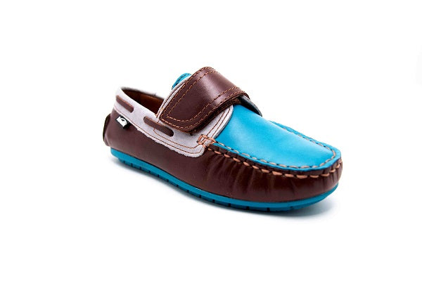 Venettini 55-Samy 6 Brown & Turquoise Glazed Leather Loafer