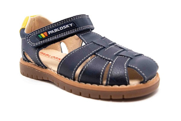 Pablosky Kids Navy Leather Sandal - 049526