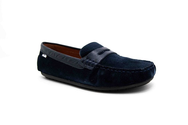 Venettini Boys 55-Savor Navy Suede Leather Loafer Shoe