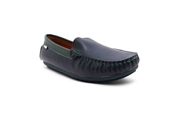 Venettini Boys 55-Gordy Dark Grey & Green Wax Leather Loafer Shoe