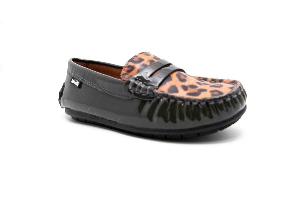 Venettini 55-Savor Grey Patent & Orange Leather Loafer