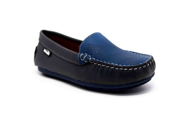 Venettini Boys 55-Gordy Grey & Pacific Wax Leather Loafer Shoe