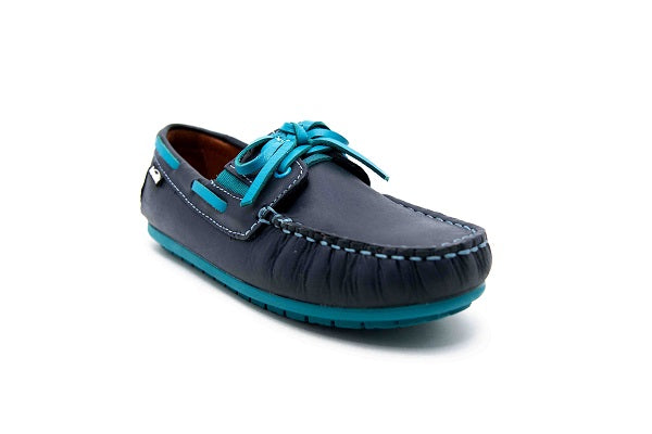 Venettini Boys 55-Scott Navy & Turqoise Laced Loafer Shoe