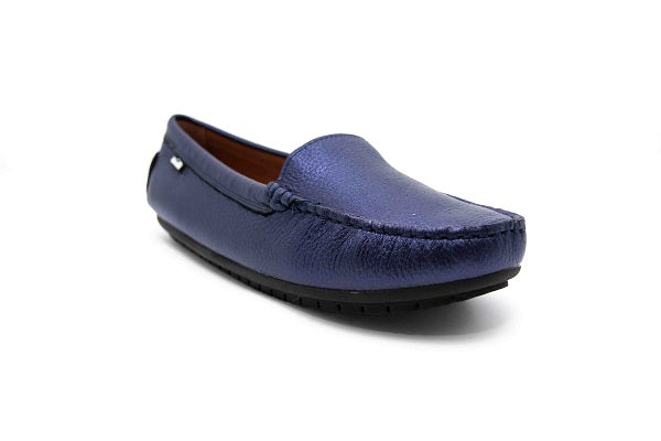 Venettini Boys 55-Gordy Blue Pearl Leather Loafer Shoe