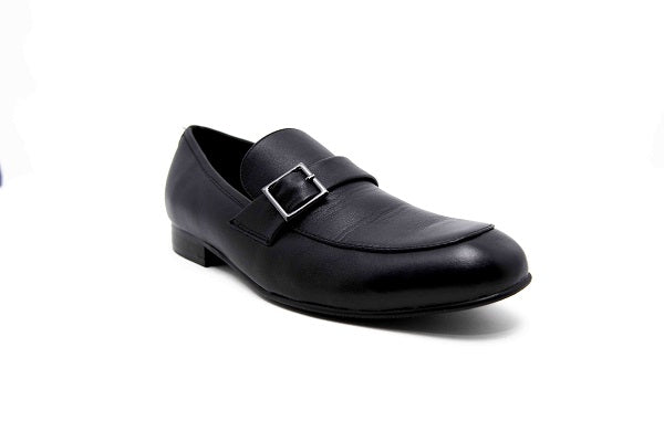 Venettini Boys 55-Ace 6 Black Leather Loafer Shoe with Buckle