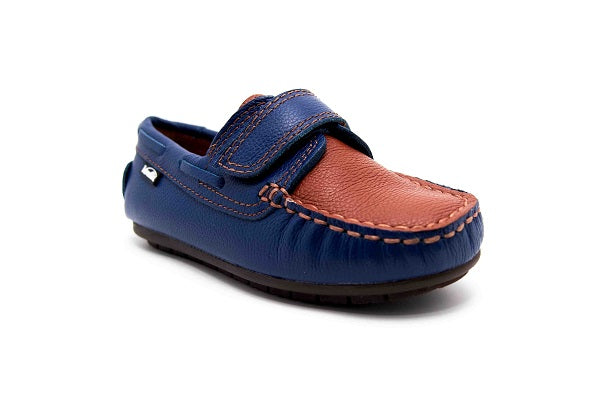 Venettini Boys Samy 4 Cobalt and Luggage Zillow Leather Loafer