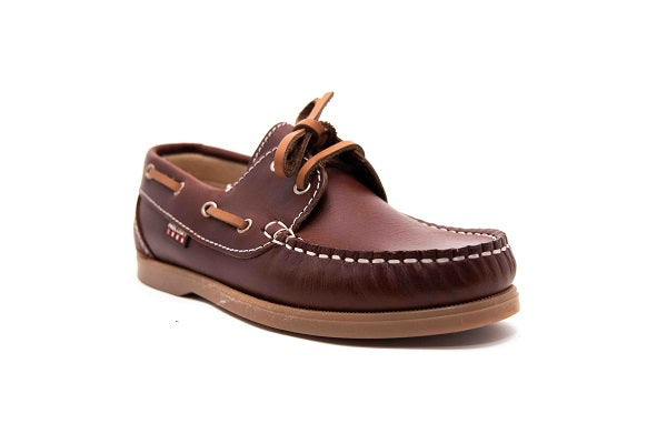 Pablosky Kids Brown Leather Lace Boys Moccasin Shoe -123890