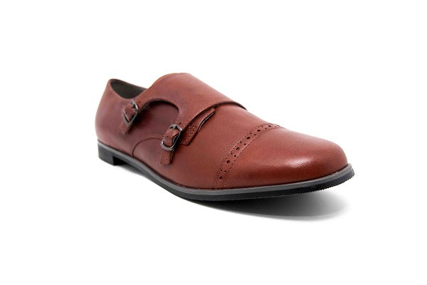 Venettini Boys 55-Wally Tobacco Leather Double Monk Shoe