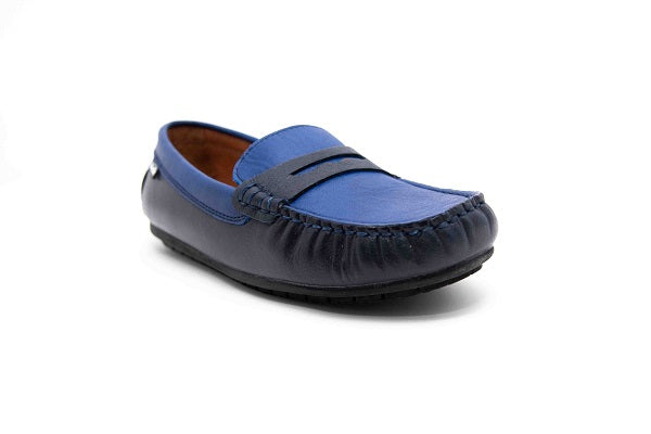 Venettini 55-Savor C Navy & Cobalt Shine Leather Loafer Shoe