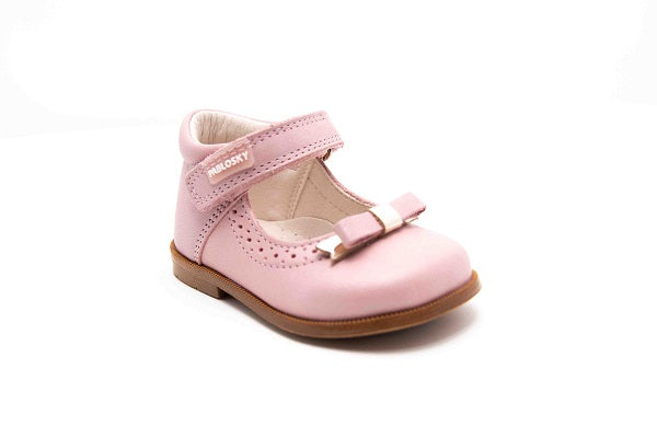 Pablosky Kids Pink Leather Bow Girls Shoe - 047873