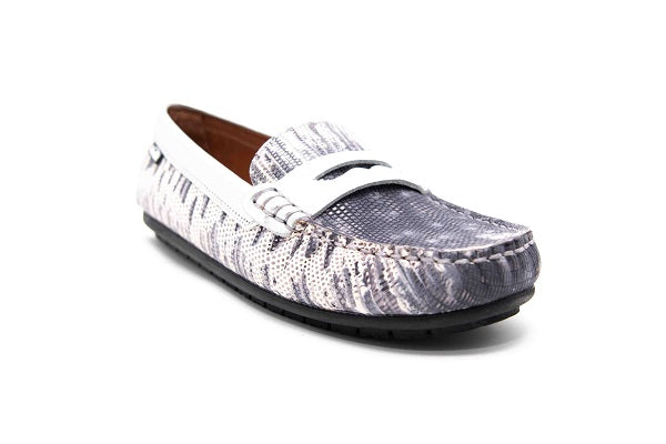 Venettini 55-Savor Penny Grey Rep & Silver Leather Loafer