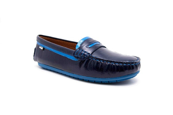 Venettini 55-Vikic Navy Leather Loafer Shoe