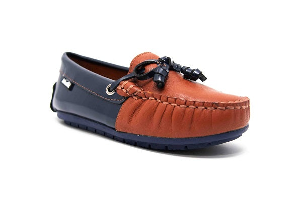 Venettini Boys 55-Hudson Cognac & Navy Oil Leather Loafer