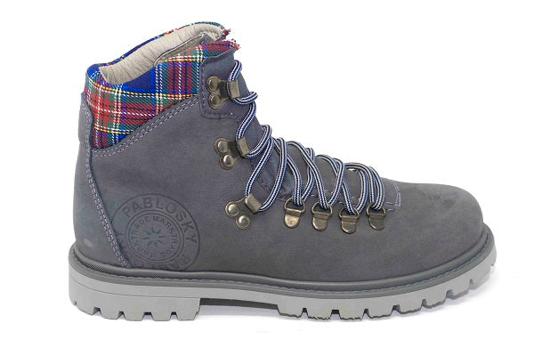 Pablosky Kids Grey Leather Boys Boot - 712154