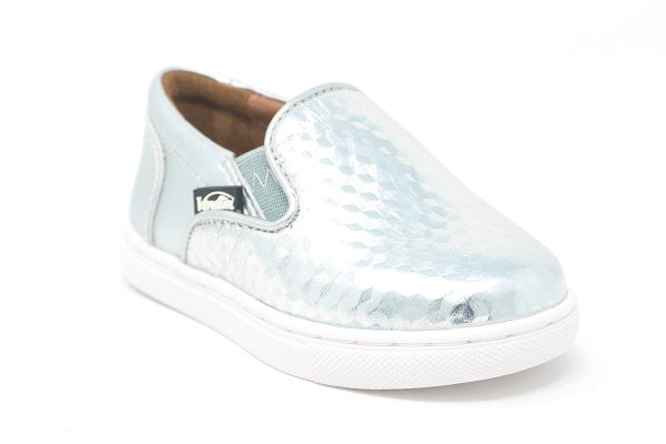 Venettini Boys 55-Sklyer Silver 3D Metallic Leather Loafer Shoe