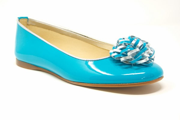 Andago 20-Rita Turquoise Patent Leather Girls Flat Shoe