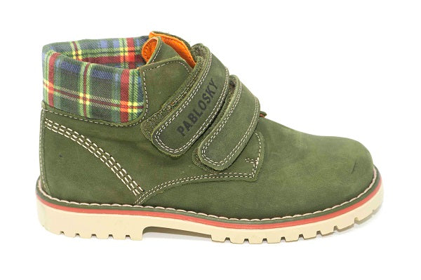 Pablosky Kids Olive Green Suede Leather Boys Boot - 038684