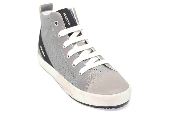 Geox J Alonisso Boys Grey Leather Sneaker