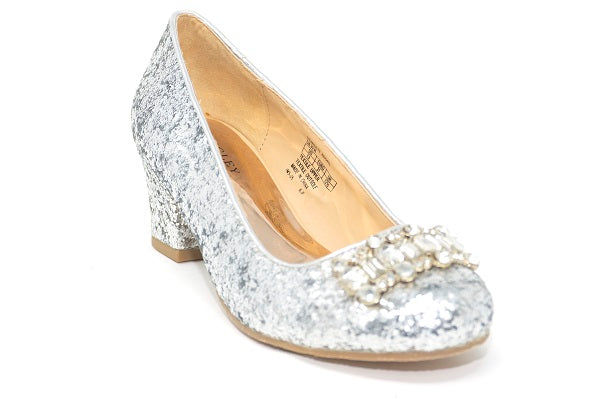 Badgley Mischka Girls Starlett Adorb Silver Pump