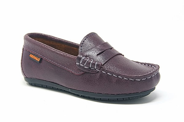 Andago 21-Braves Bordo Rustic Leather Mocassin Shoe