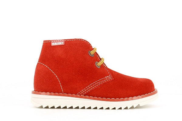 Pablosky Kids Red Suede Leather Boot - 598066