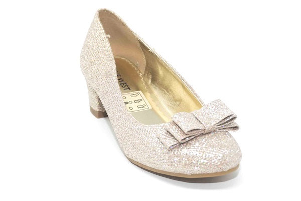 Nine West Girls Bow Gold Pump