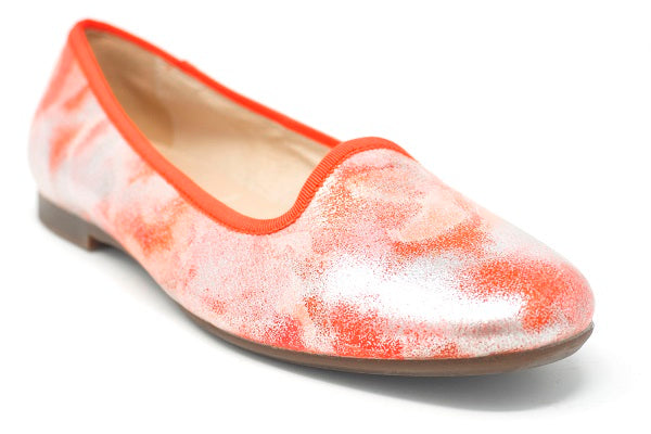 Venettini Girls 55-Mona Coral Crystal Leather Flat Shoe