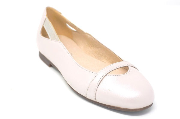 Venettini Girls 55-Hazel Champagne Pearlized Leather Flat Shoe