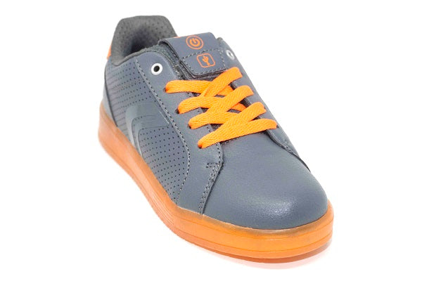 Geox Jr Kommodor Boys Dark Grey & Orange Lite Up Sneaker