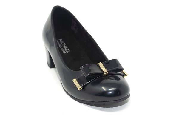 Michael Kors Girls Ella Kiera Black Patent Pump Shoe