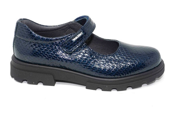 Pablosky Kids Navy Croc Leather Mary Jane Girls Shoe - 335228