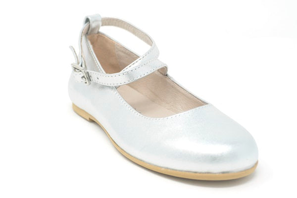 Venettini Girls 55-Hana Silver Leather Mary Jane Shoe