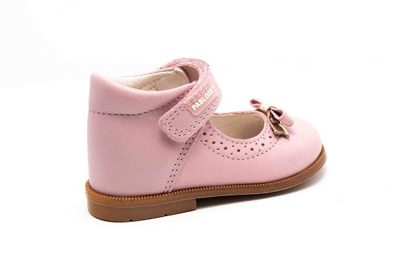 Pablosky Kids Pink Leather Bow Girls Shoe - 047873