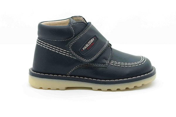 Pablosky Kids Navy Leather Boys Boot - 018322