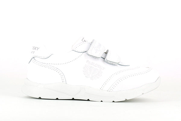 Pablosky Kids White Leather Velcro Sneaker - 277900