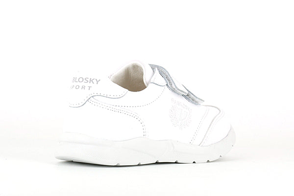 Pablosky Kids White Leather Velcro Sneaker - 277900