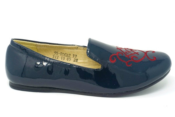 Venettini Girls 55-Doca 2E Navy Patent Leather Slip On Shoe