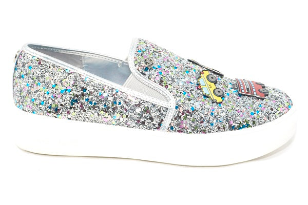 MICHAEL Michael Kors Girls Maven Wonder Silver Multi Sneaker