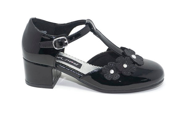 Rachel Kids Girls Racquel Black T-Strap Shoe