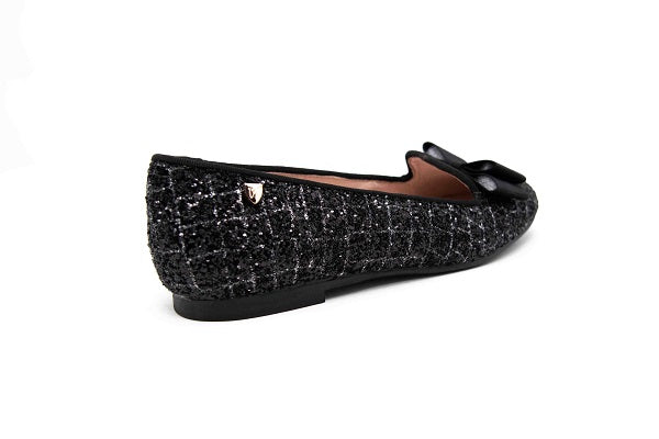 Venettini Girls 55-Debra/Piper Black Croc Glitter Grain Slip On Shoe