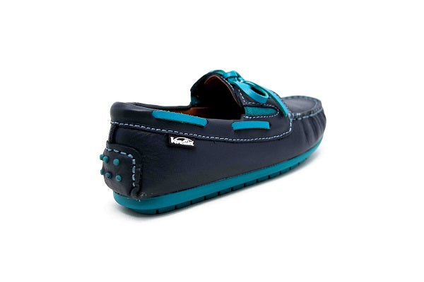 Venettini Boys 55-Scott Navy & Turqoise Laced Loafer Shoe