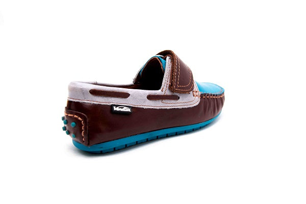 Venettini 55-Samy 6 Brown & Turquoise Glazed Leather Loafer