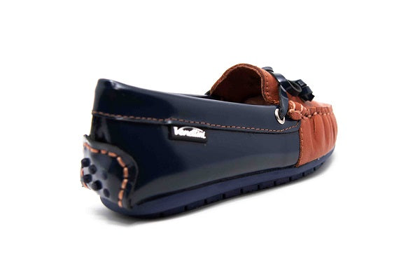 Venettini Boys 55-Hudson Cognac & Navy Oil Leather Loafer