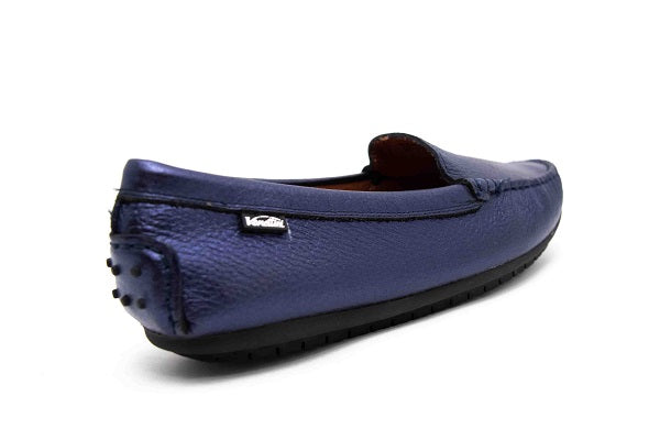 Venettini Boys 55-Gordy Blue Pearl Leather Loafer Shoe