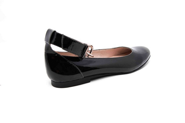 Venettini Girls 55-Gizel Grey Patent Leather Flat Shoe