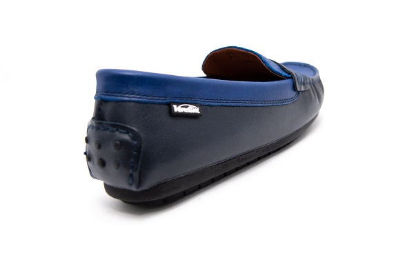 Venettini 55-Savor C Navy & Cobalt Shine Leather Loafer Shoe