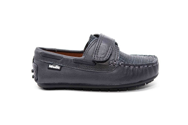 Venettini Boys 55-Samy 4 Grey Glazed Leather Loafer