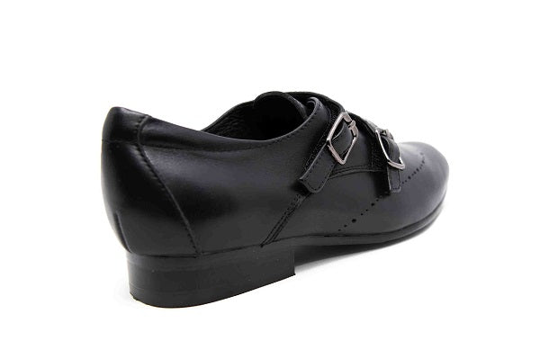 Venettini Boys 55-Baker 5 Black Leather Double Monk Shoe